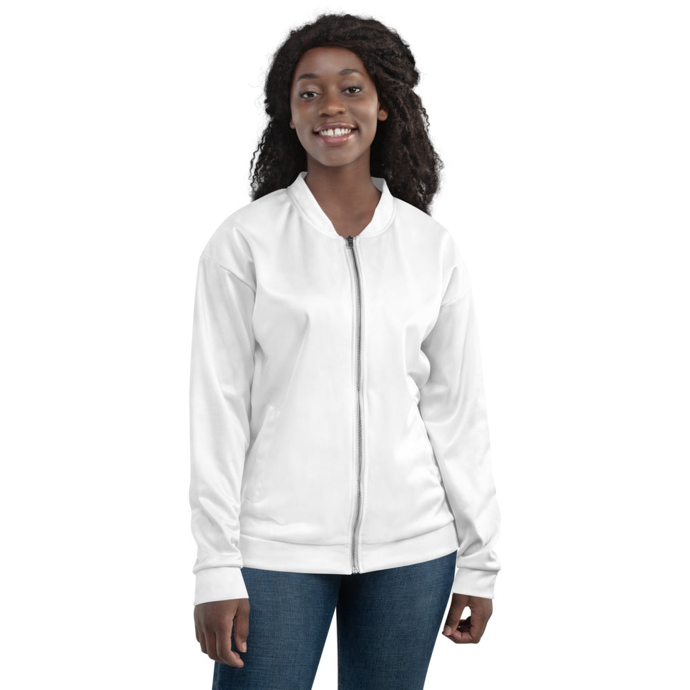 Fable Fashion Logo- Unisex Bomber Jacket, White