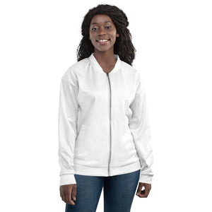 Fable Fashion Logo- Unisex Bomber Jacket, White