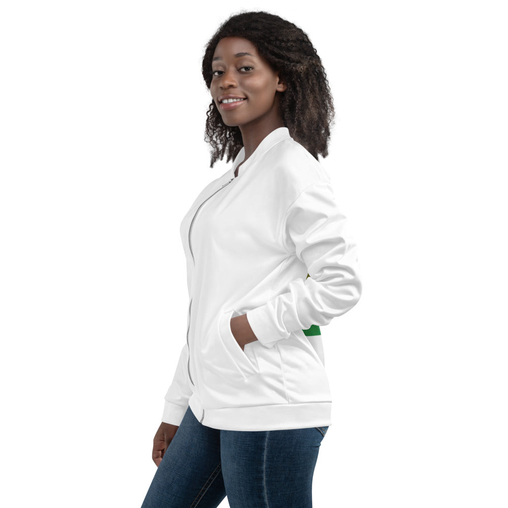 Fable Fashion Logo- Unisex Bomber Jacket, White