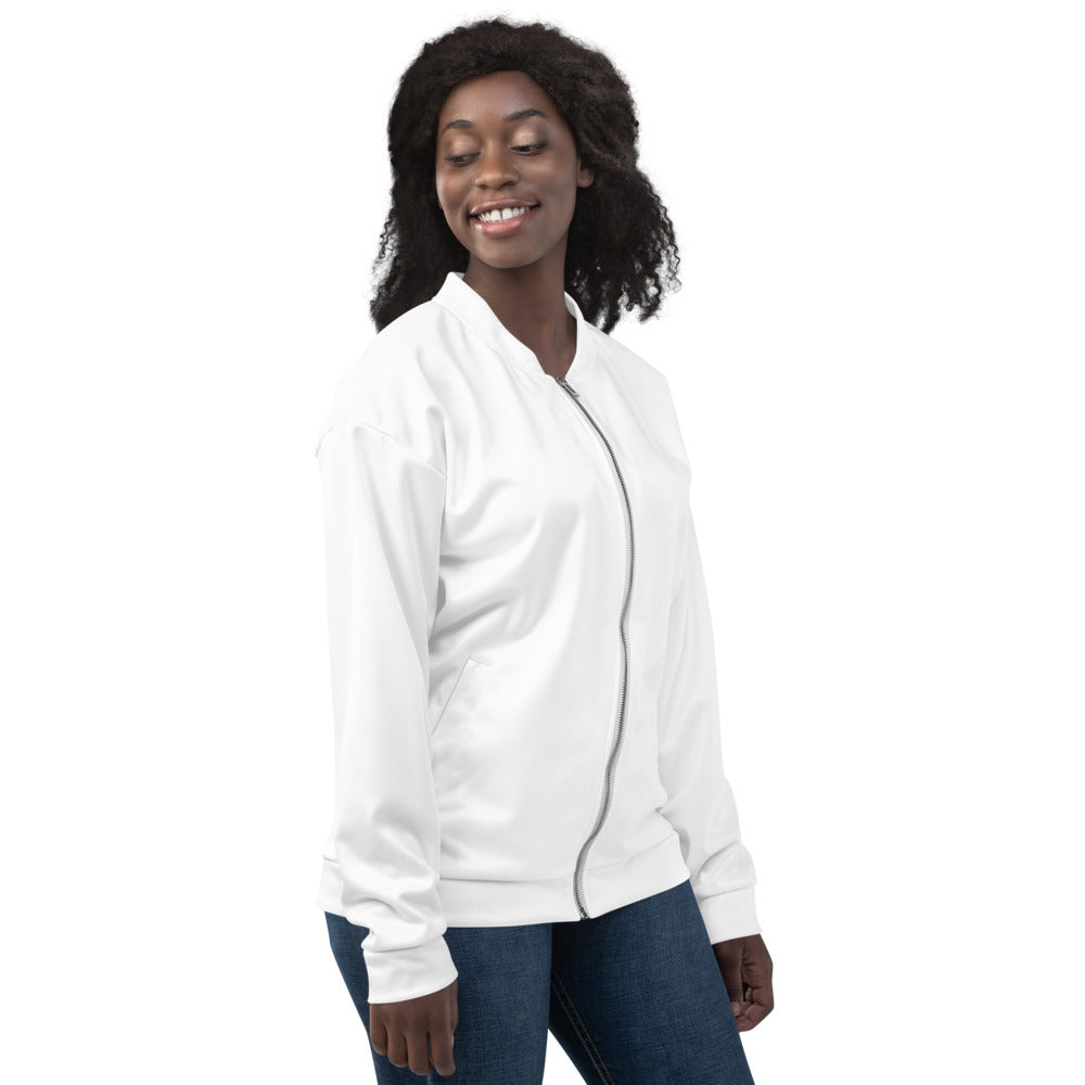 Fable Fashion Logo- Unisex Bomber Jacket, White