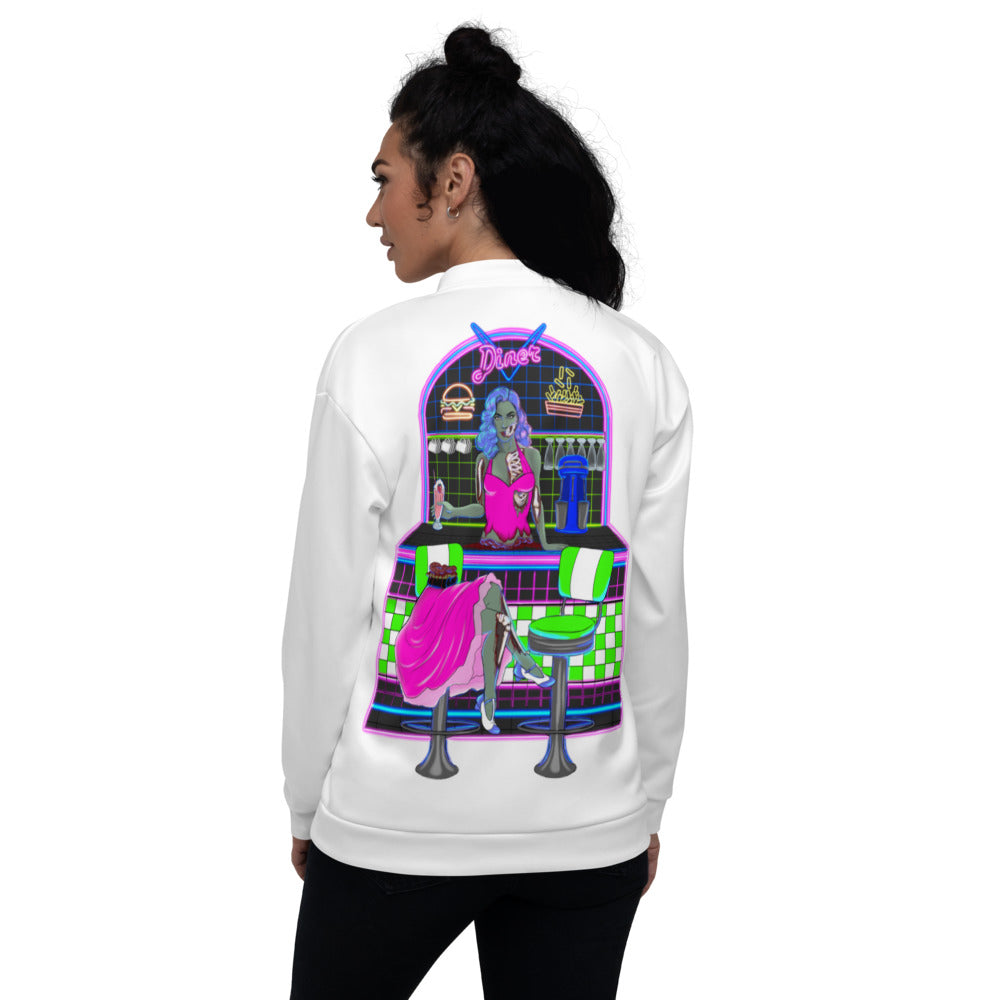 The Soda Jerk- Unisex Bomber Jacket, White