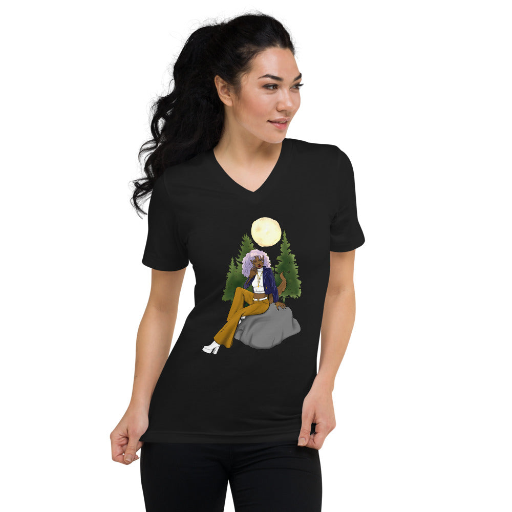 The Luna- Unisex Short Sleeve V-Neck T-Shirt