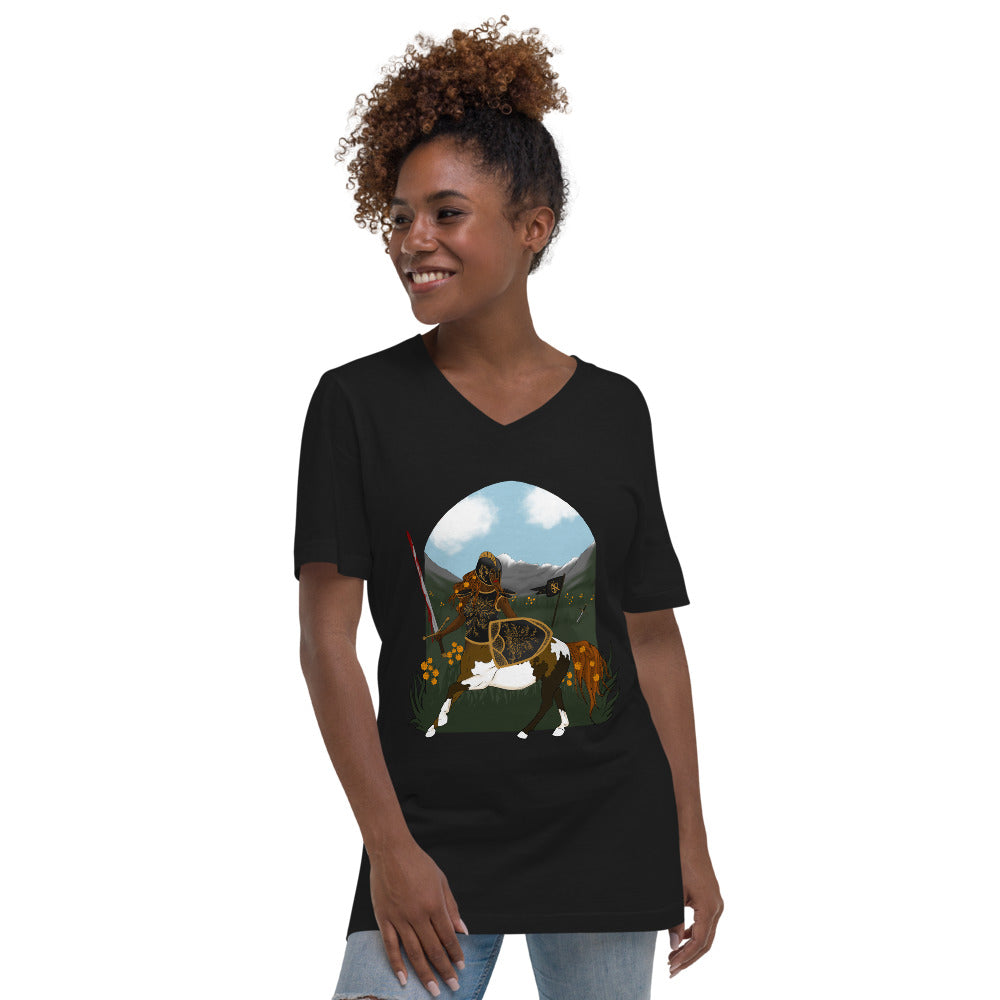 The Shield-Maiden: Unisex Short Sleeve V-Neck T-Shirt